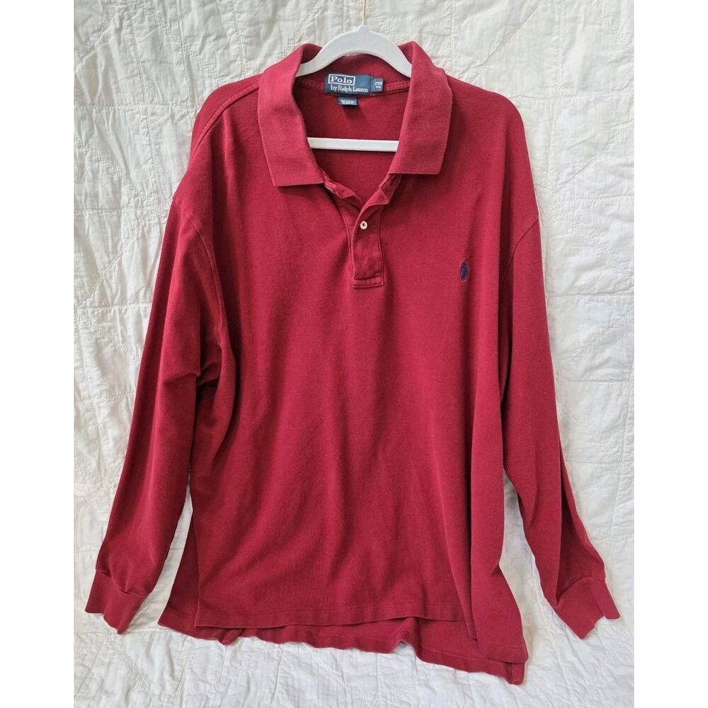 Polo By Ralph Lauren 2XB Big Shirt Burgundy Red Embroidered Logo 100% Cotton